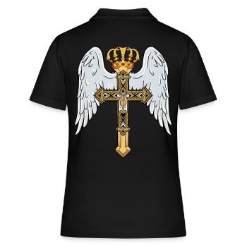 Himmlisches Kreuz mit Krone - Frauen Polo Shirt - Schwarz - Hinten - Ailine (174cm)