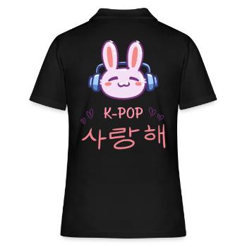 süßer K-Pop Hase - Kpop Music Geschenkidee - Frauen Polo Shirt - Schwarz - Hinten - Ailine (174cm)
