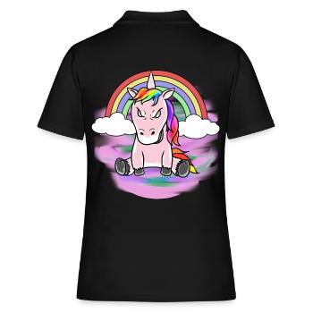 Horror Unicorn Evil Demon Fantasy Halloween - Women's Polo Shirt - black - Back - Ailine (174cm)