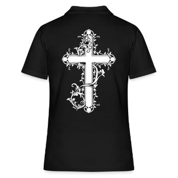 Kreuz Kreuze Barock Religion Symbole Kirche Jesus - Frauen Polo Shirt - Schwarz - Hinten - Ailine (174cm)