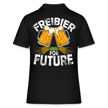 Fridays for Future Parodie / Freibier for future - Frauen Polo Shirt - Schwarz - Hinten - Ailine (174cm)