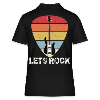 Bass Guitar Retro Vintage Lets Rock Plektrum - Frauen Polo Shirt - Schwarz - Hinten - Ailine (174cm)