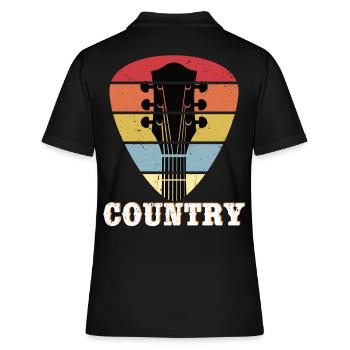 Country Music Guitar Retro Vintage Plektrum - Women's Polo Shirt - black - Back - Ailine (174cm)