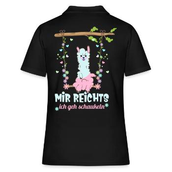 Mir Reichts Ich Geh Schaukeln Llama - Frauen Polo Shirt - Schwarz - Hinten - Ailine (174cm)