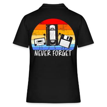 Vintage Kassette Diskette VHS Never Forget - Frauen Polo Shirt - Schwarz - Hinten - Ailine (174cm)