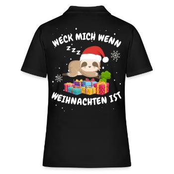 Faultier Weck mich wenn Weihnachten ist - Frauen Polo Shirt - Schwarz - Hinten - Ailine (174cm)