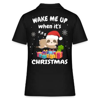 Faultier Wake me up when it is Christmas - Frauen Polo Shirt - Schwarz - Hinten - Ailine (174cm)