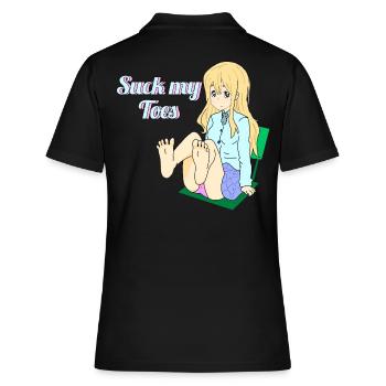 Suck my Toes - Frauen Polo Shirt - Schwarz - Hinten - Ailine (174cm)