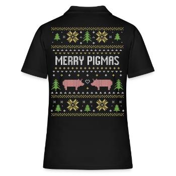 Christmas farmer pink pig farmer gift - Women's Polo Shirt - black - Back - Ailine (174cm)
