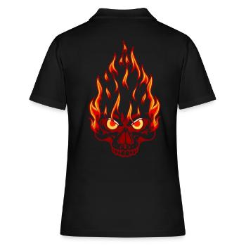 Hardrock Rocker tatouage tête de mort moto flamme - Polo Femme - noir - Dos - Ailine (174cm)