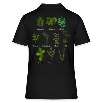 Vintage botanische Kräuter - Frauen Polo Shirt - Schwarz - Hinten - Ailine (174cm)