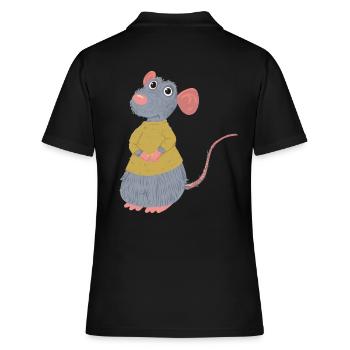 Ratte Nager Nagetier Maus Ungeziefer Schädling - Frauen Polo Shirt - Schwarz - Hinten - Ailine (174cm)