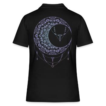 Spirituelles Mond Mandala indisch lebendige Farben - Frauen Polo Shirt - Schwarz - Hinten - Ailine (174cm)