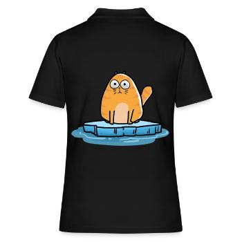 Katze Winterzeit Kalt Frost Xmas - Frauen Polo Shirt - Schwarz - Hinten - Ailine (174cm)