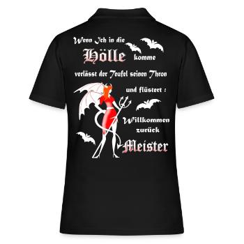 Teufel Satan Luzifer - Frauen Polo Shirt - Schwarz - Hinten - Ailine (174cm)