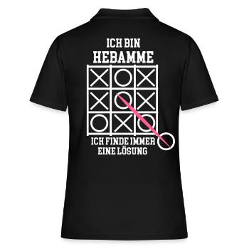 Hebamme Baby Geburt Schwangerschaft Lustig - Frauen Polo Shirt - Schwarz - Hinten - Ailine (174cm)