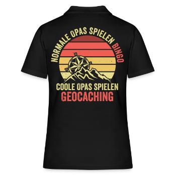 Geocache Opa Geocacher Großvater Cache Caching Lus - Frauen Polo Shirt - Schwarz - Hinten - Ailine (174cm)