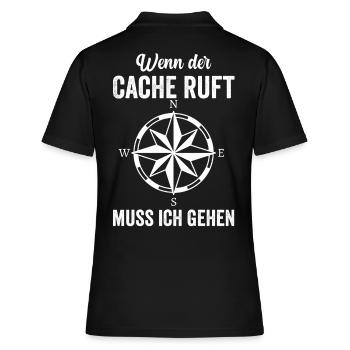 Geocacher Caching Cache Geocache Geocachen Lustig - Frauen Polo Shirt - Schwarz - Hinten - Ailine (174cm)