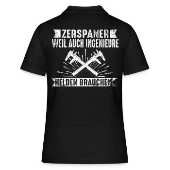 Zerspaner Zerspanungsmechaniker Dreher Fräser - Frauen Polo Shirt - Schwarz - Hinten - Ailine (174cm)