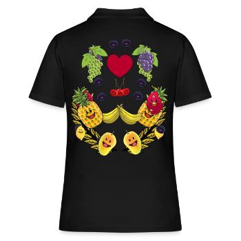 Gesund Früchte Obst Vegan Frucht Speise Vitamine - Frauen Polo Shirt - Schwarz - Hinten - Ailine (174cm)