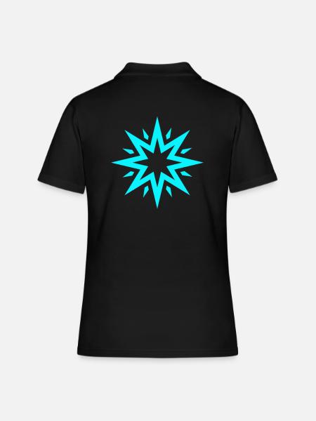 Türkiser Stern | Blau - Frauen Polo Shirt - Schwarz