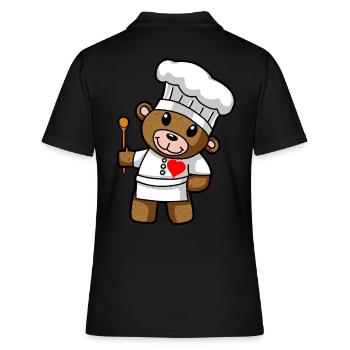 Koch Teddy Chefkoch Restaurant Berufe kochen - Frauen Polo Shirt - Schwarz - Hinten - Ailine (174cm)