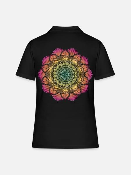 Mandala fleur de yoga vivante de la vie - Polo Femme - noir