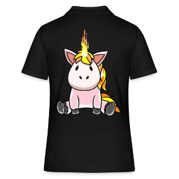 Feurig Feuer Flamme Hitze Einhorn Fantasy - Frauen Polo Shirt - Schwarz - Hinten - Ailine (174cm)