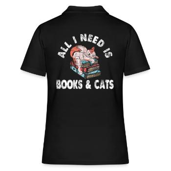 Read Nerd Books Cats Bookworm Bookaholic Ges - Women's Polo Shirt - black - Back - Ailine (174cm)