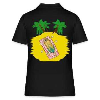 Urlauber Tourist Faul Faulheit Freizeit Hitze - Frauen Polo Shirt - Schwarz - Hinten - Ailine (174cm)