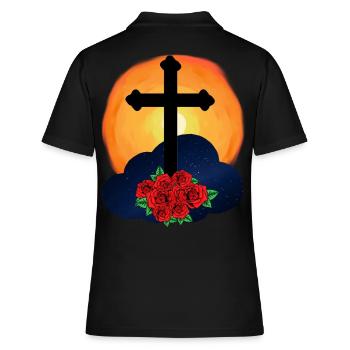 sterben Tod Kreuz Auferstehung Jenseits Jesus - Frauen Polo Shirt - Schwarz - Hinten - Ailine (174cm)