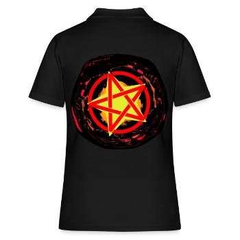 Satan Teufel Pentagramm Hölle Tod Ritual Okkult - Frauen Polo Shirt - Schwarz - Hinten - Ailine (174cm)