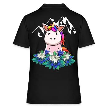 Licorne gentiane Edelweiss Alpes Suisse Autriche - Polo Femme - noir - Dos - Ailine (174cm)