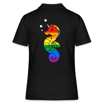 LGBT Hippocampe Licorne Drapeau arc-en-ciel Gay - Polo Femme - noir - Dos - Ailine (174cm)