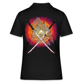 Soleil Japon Montagnes épées Katana Combat à l’épée - Polo Femme - noir - Dos - Ailine (174cm)