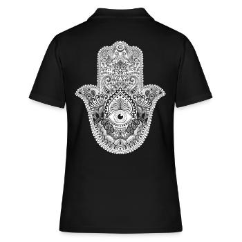 Hamsa Hand Talisman Symbol für Glück und Liebe - Frauen Polo Shirt - Schwarz - Hinten - Ailine (174cm)