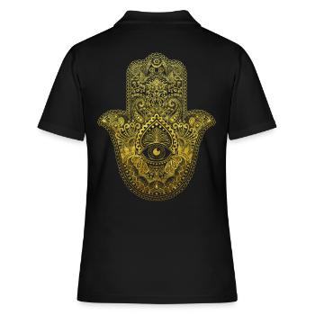 Glücksbringer Talisman Hamsa Hand Mandala Geschenk - Frauen Polo Shirt - Schwarz - Hinten - Ailine (174cm)
