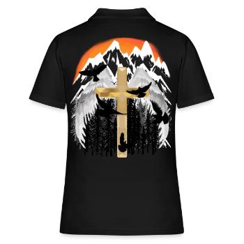 Croix, Montagnes, Montagnes, Pics, Deuil, Mort, Jésus Dieu - Polo Femme - noir - Dos - Ailine (174cm)