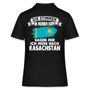 Kasachstan - Frauen Polo Shirt - Schwarz - Hinten - Ailine (174cm)