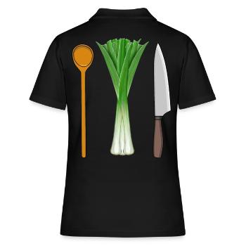 Poireaux Cuisine végétarienne Cuillère en bois Travail Professions - Polo Femme - noir - Dos - Ailine (174cm)