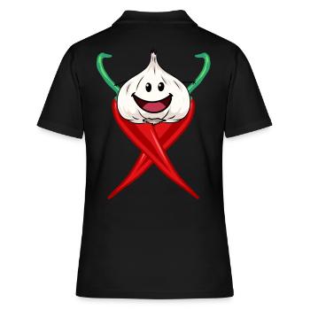 Chilli Hot Spices Garlic Onion Cuisine - Women's Polo Shirt - black - Back - Ailine (174cm)