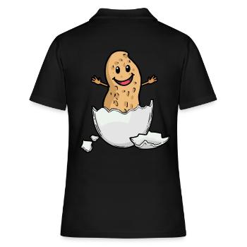 Erdnuss Nuss Eierschale Geburt Baby Hurra - Frauen Polo Shirt - Schwarz - Hinten - Ailine (174cm)