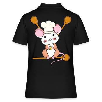Art culinaire Souris Cuisine Cuillère Cuisine Cuisine Cuisinier Enfant - Polo Femme - noir - Dos - Ailine (174cm)