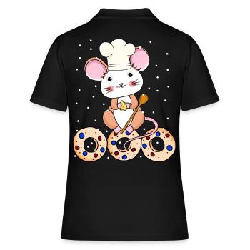 Maus Bäcker Xmas Weihnachten Weihnachtsfest Kind - Frauen Polo Shirt - Schwarz - Hinten - Ailine (174cm)