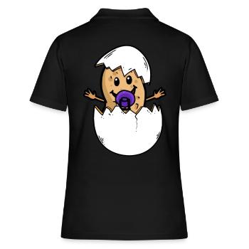 Erdnuss Baby Elternzeit Eltern Schwanger Geburt Ei - Frauen Polo Shirt - Schwarz - Hinten - Ailine (174cm)