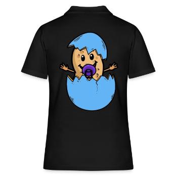 Erdnuss Eierschale Geburt Baby schlüpfen Ei - Frauen Polo Shirt - Schwarz - Hinten - Ailine (174cm)