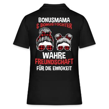 Bonusmama und Tochter - Frauen Polo Shirt - Schwarz - Hinten - Ailine (174cm)