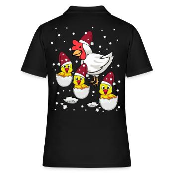 Xmas Weihnachten Mutter Huhn Hühnerstall Nikolaus - Frauen Polo Shirt - Schwarz - Hinten - Ailine (174cm)