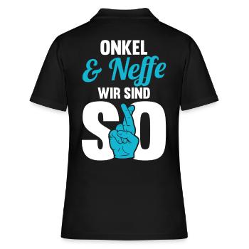 Onkel und Neffe - Frauen Polo Shirt - Schwarz - Hinten - Ailine (174cm)