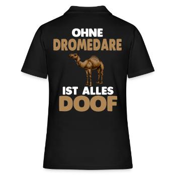 Dromedar - Frauen Polo Shirt - Schwarz - Hinten - Ailine (174cm)